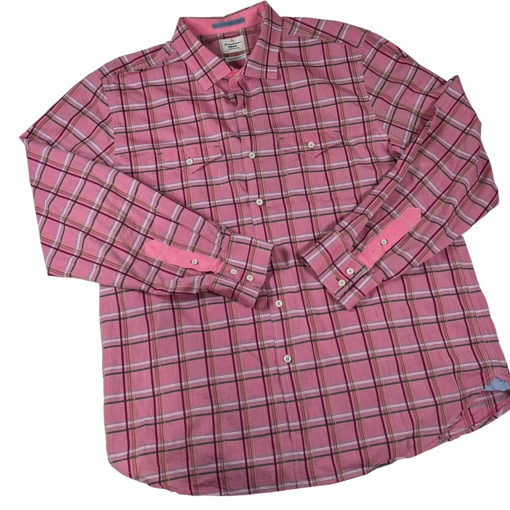 Tommy Bahama Men's Jeans Plaid Button Up Island Modern Fit Shirt XL